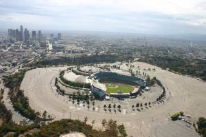Dodger Stadium and Downtown LA by helicopter