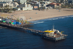 Santa Monica Pier helicopter view